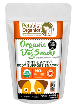 CBD JOINT & ACTIVE BODY SUPPORT 1.5 MG. DOG SNACKS* 30 Pieces CBD PB & TURMERIC* 3.5 oz