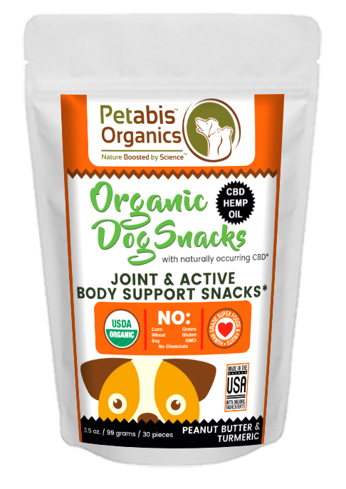 CBD JOINT & ACTIVE BODY SUPPORT 1.5 MG. DOG SNACKS* 30 Pieces CBD PB & TURMERIC* 3.5 oz