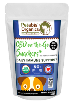 CBD On The GO 1.5 mg IMMUNE SNACKERS 15 Pieces* PB & MACA DOG TREATS* 1.92 oz