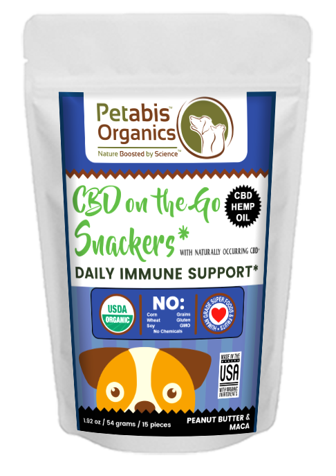 CBD On The GO 1.5 mg IMMUNE SNACKERS 15 Pieces* PB & MACA DOG TREATS* 1.92 oz