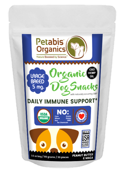 CBD DAILY IMMUNE SUPPORT 5 mg LARGE BREED DOG SNACKS* 30 Pieces PB & MACA TREATS* 3.5 Oz.