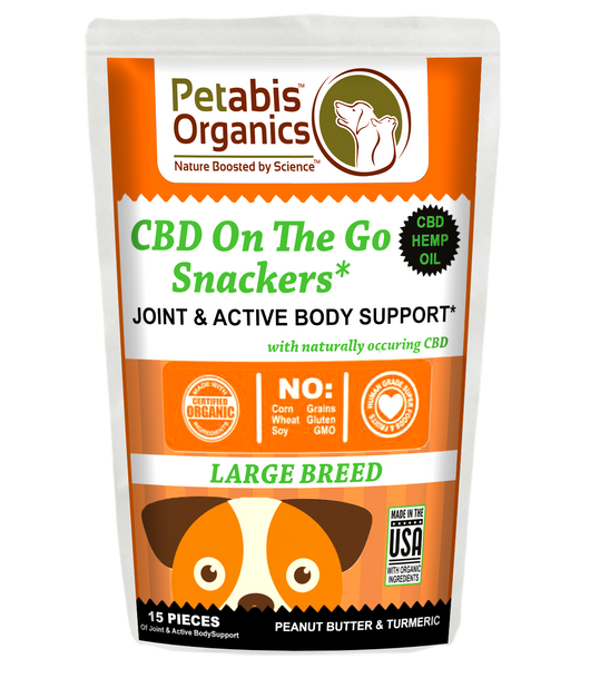 CBD On The GO 5 mg. LARGE BREED JOINT SNACKERS 15 Pieces* PB & TURMERIC TREATS* 1.98 Oz Bag
