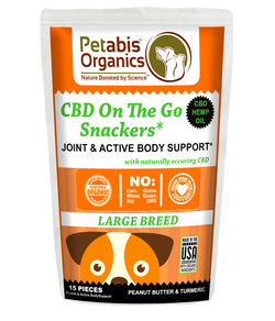 CBD On The GO 5 mg. LARGE BREED JOINT SNACKERS 15 Pieces* PB & TURMERIC TREATS* 1.98 Oz Bag